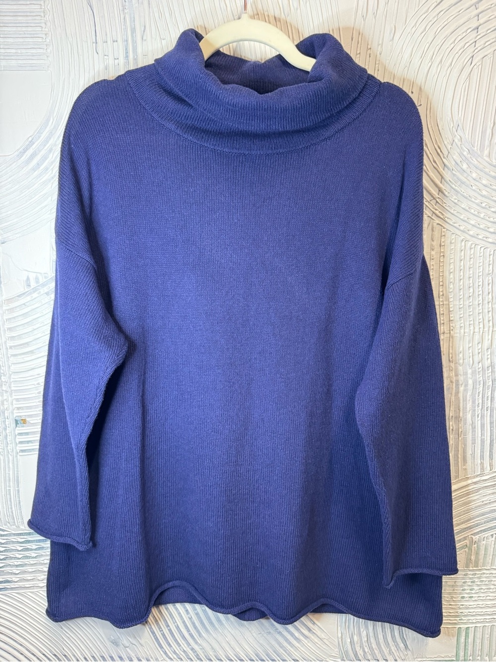 Eileen Fisher Women’s Medium Blue Cowl Neck Oversized Sweater Pullover M